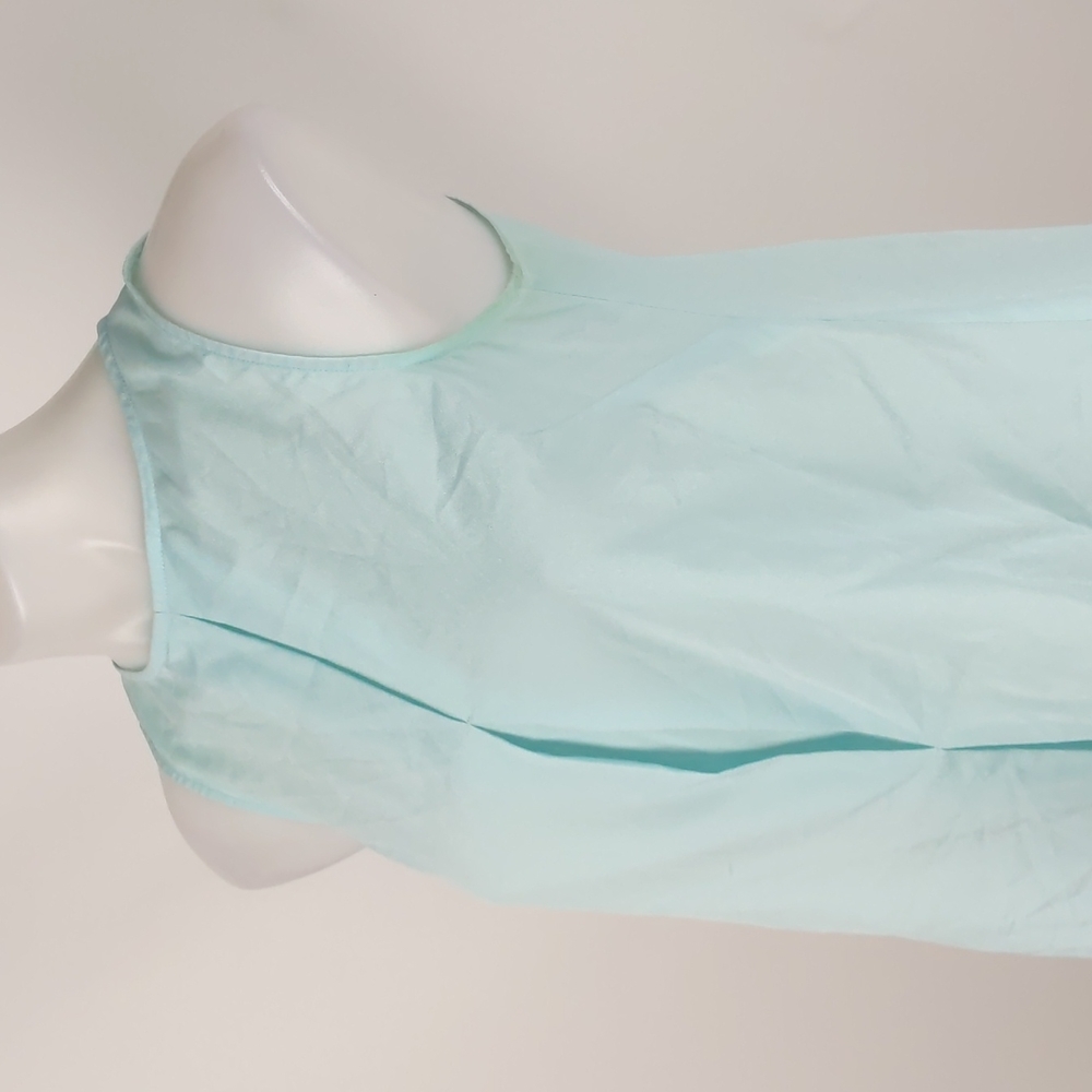 Cue Women's Top Size 6 Mint Green Sleeveless Round Neck Keyhole Button Gathered - Picture 6 of 16